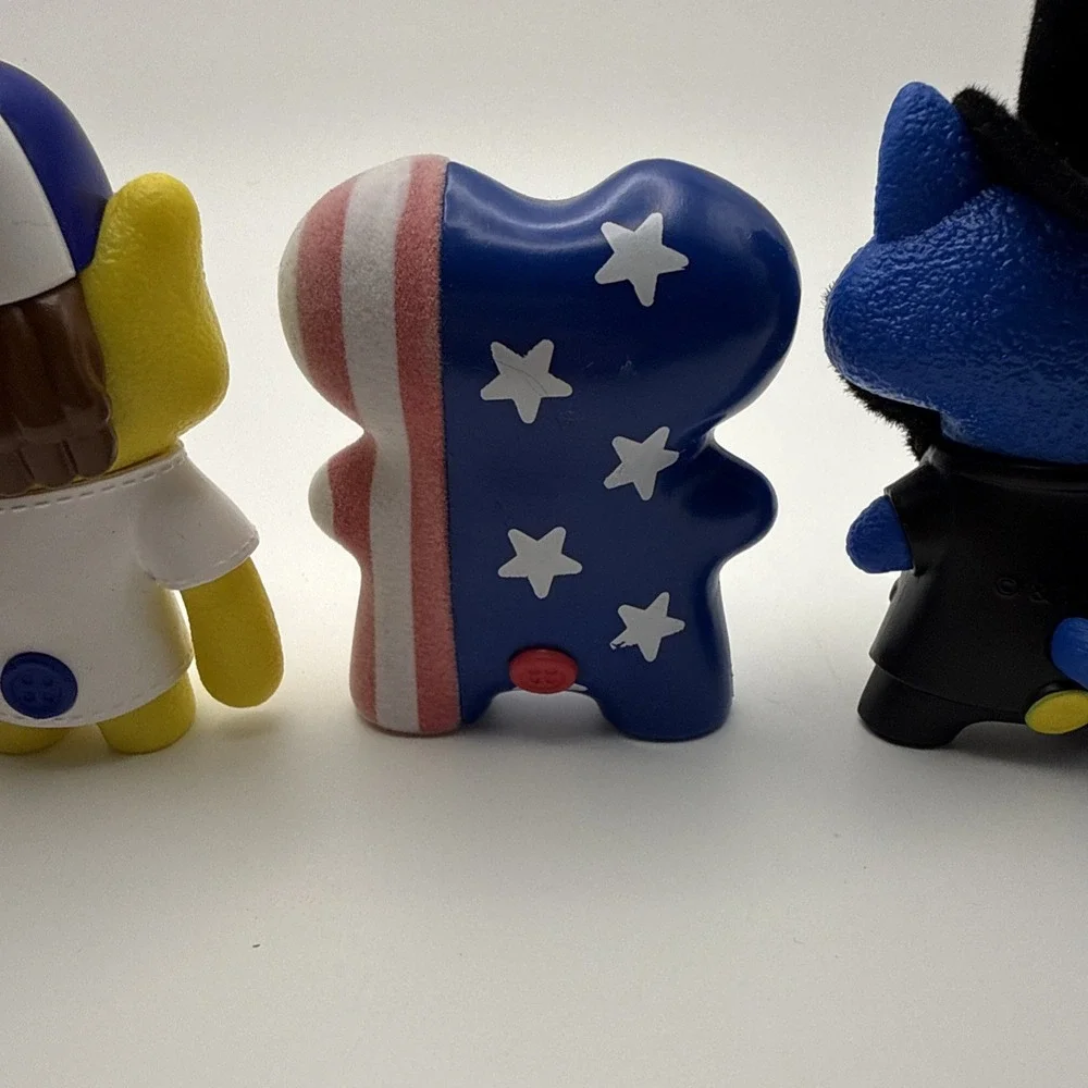 (4)Fuggler 250 Years USA Anniversary 2 Rare Flocked (Fuzzy) Figures